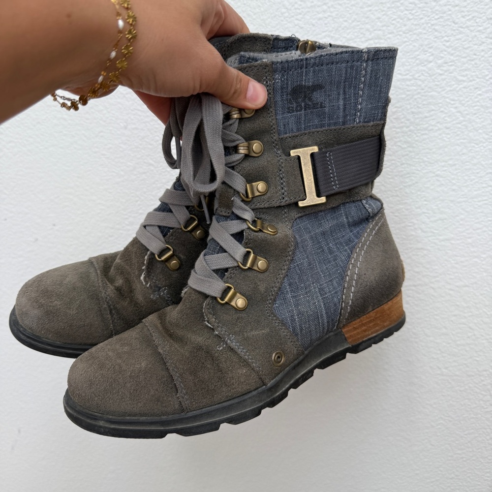 Sorel Major Carly Leather Combat Boots Size 7 - Picture 5 of 7